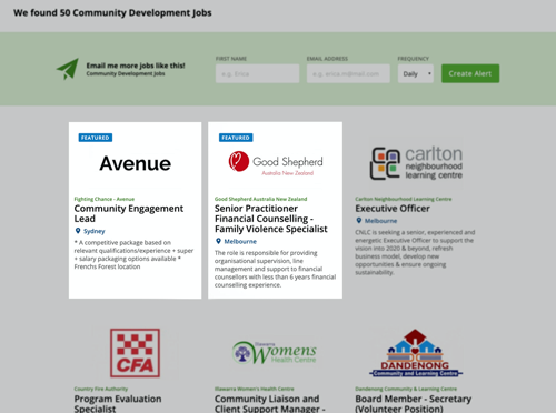Image of a featured job ad next to normal job ad(s)